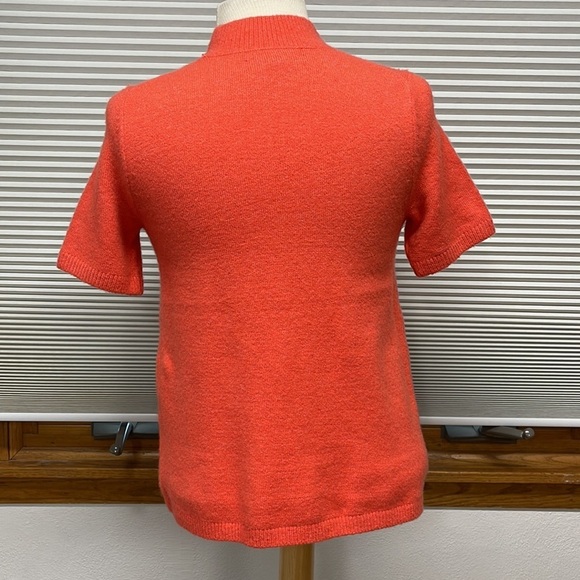 LOFT NWT Orange Melon Wool Blend Crew Neck Short Sleeve Sweater Size XXSP - Picture 4 of 9